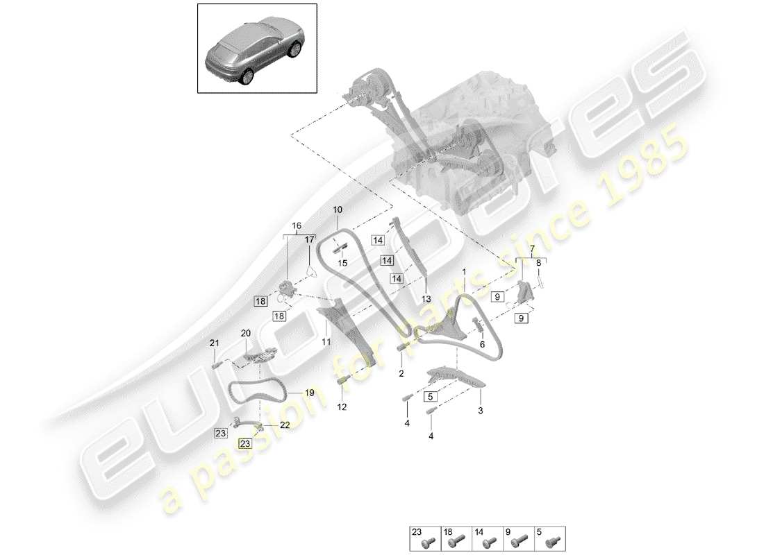 porsche macan (2019) timing chain part diagram