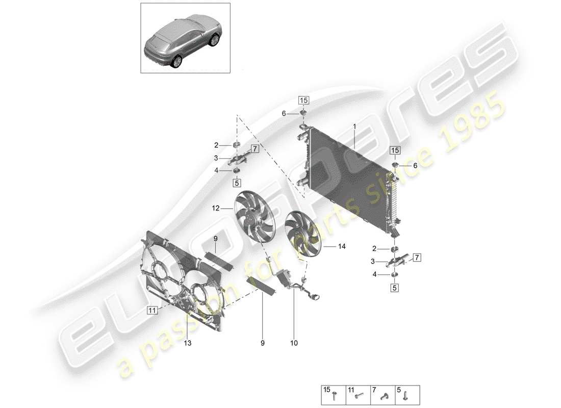 porsche macan (2019) water cooling part diagram