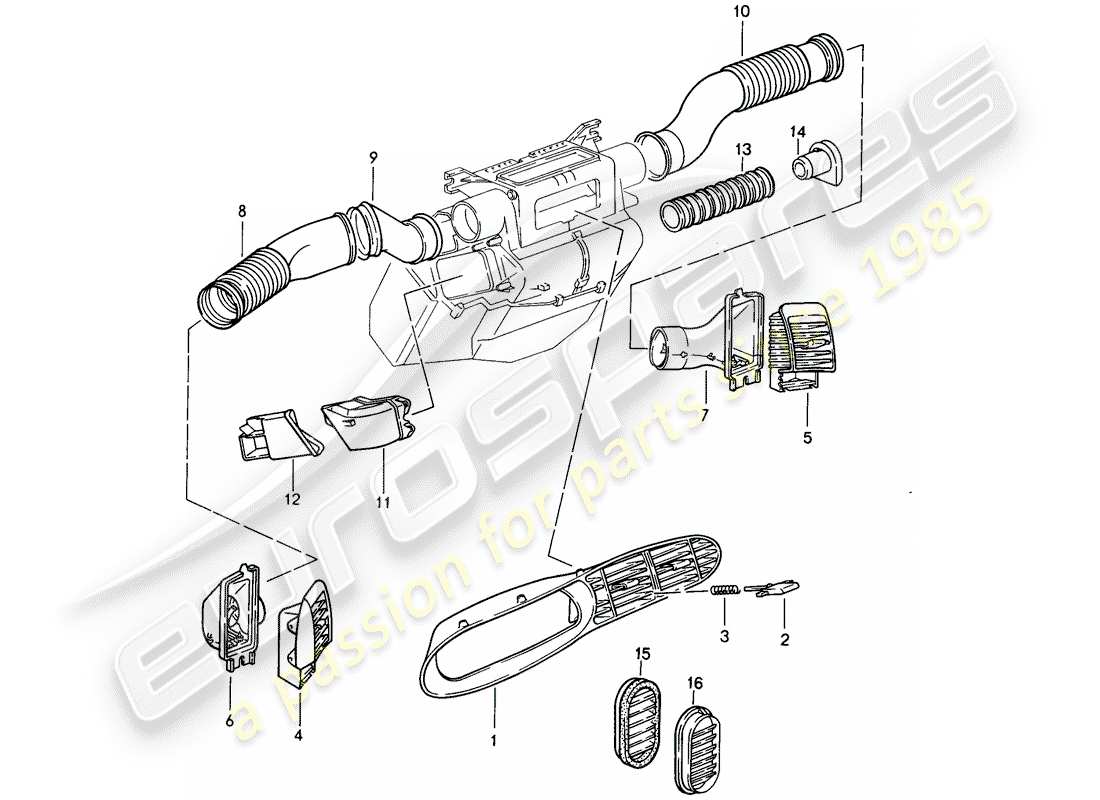 porsche 968 (1992) air duct part diagram