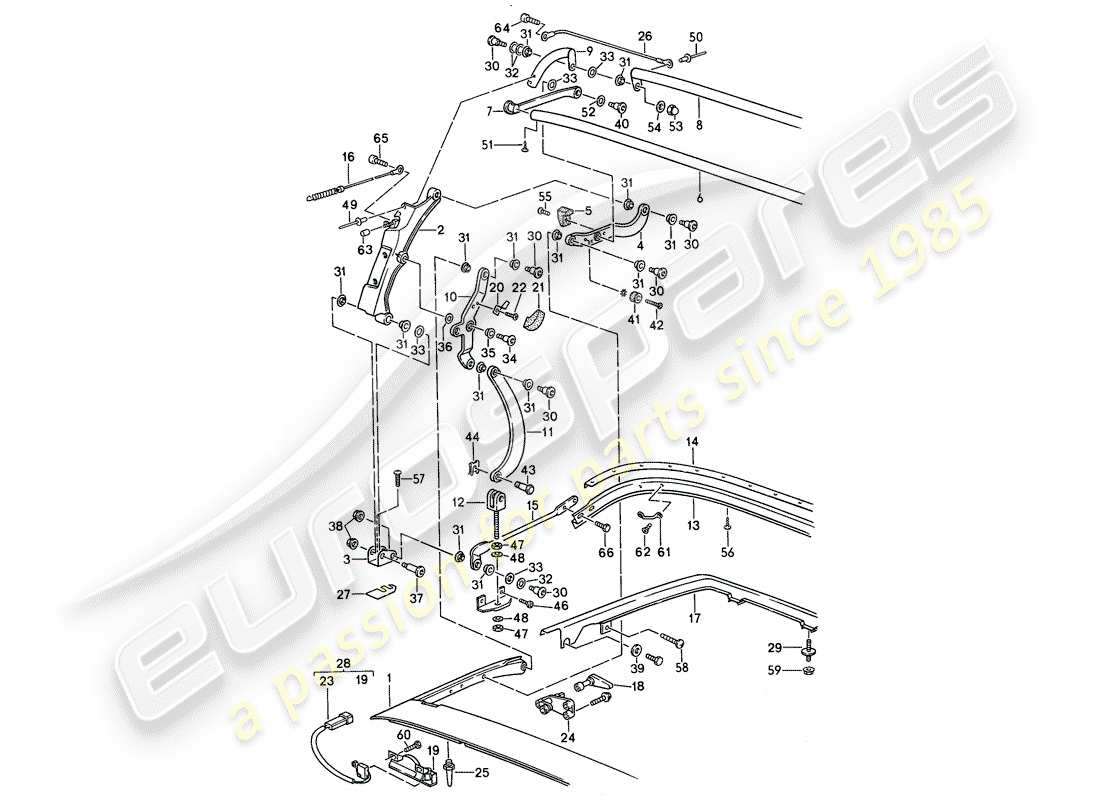 porsche 968 (1992) top frame part diagram