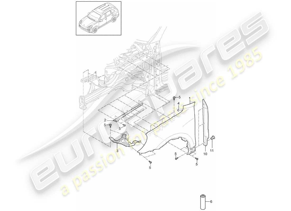 porsche cayenne e2 (2012) fender part diagram