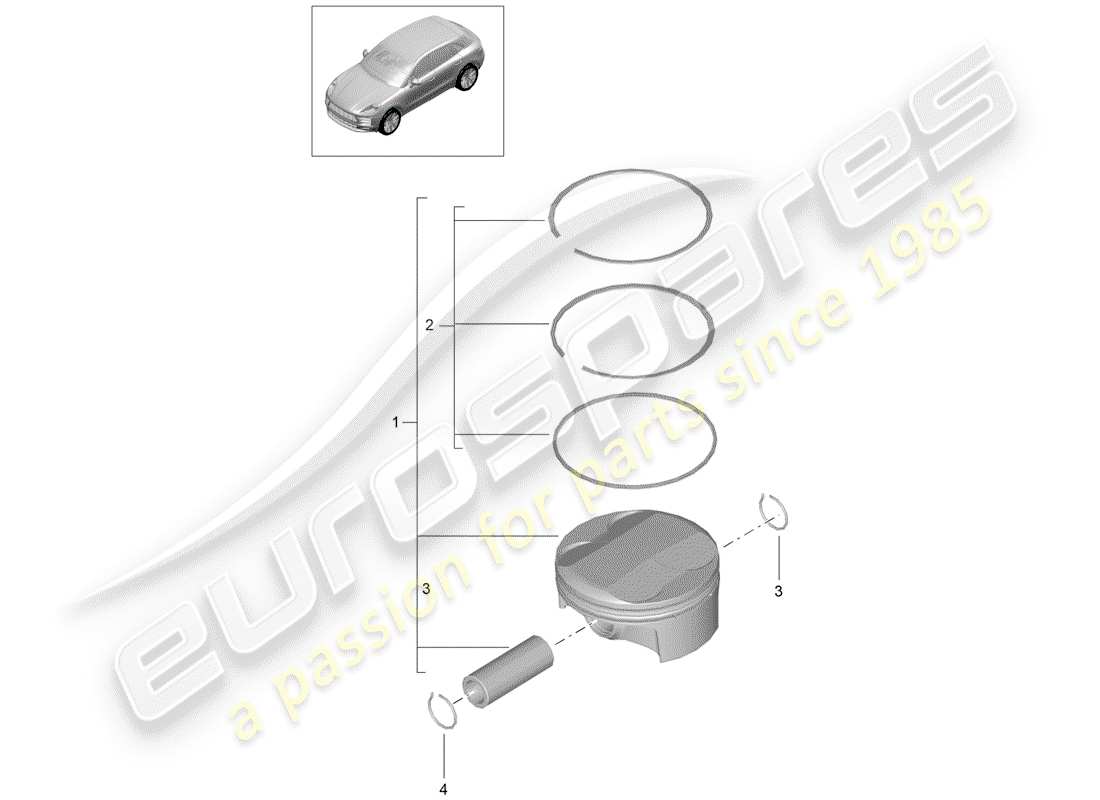 porsche macan (2019) piston part diagram