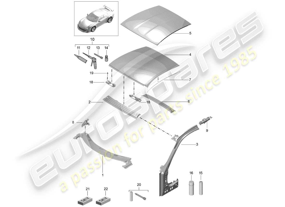 porsche 991r/gt3/rs (2014) cowl part diagram