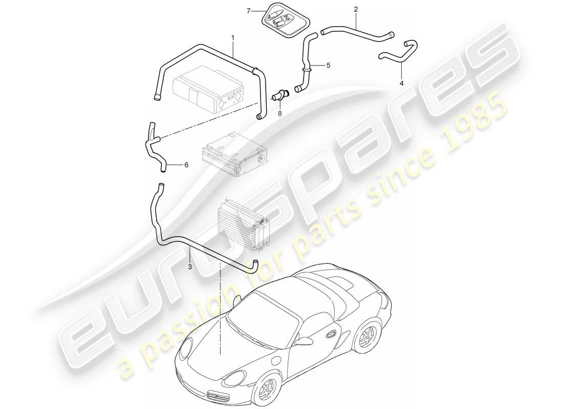 porsche boxster 987 (2005) luggage compartment part diagram