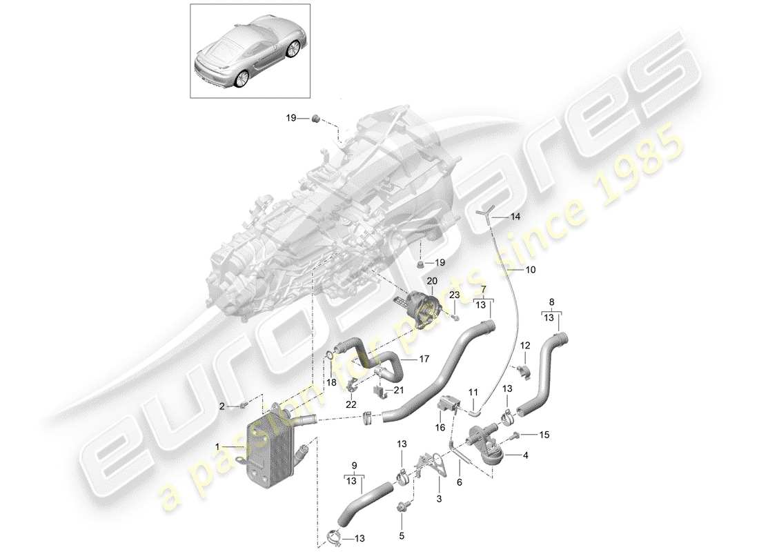 porsche cayman gt4 (2016) manual gearbox part diagram