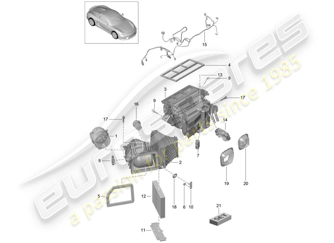 porsche boxster spyder (2016) air conditioner part diagram