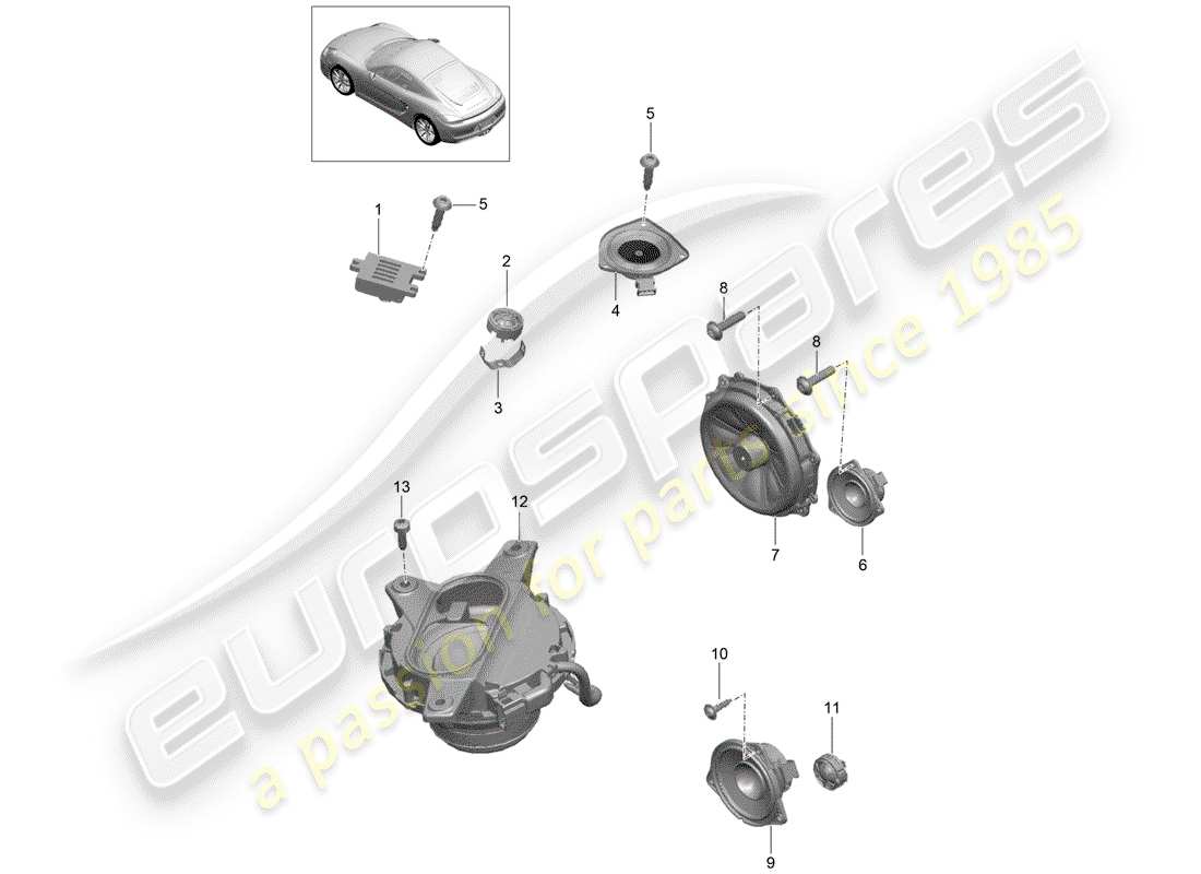 porsche cayman 981 (2015) loudspeaker part diagram