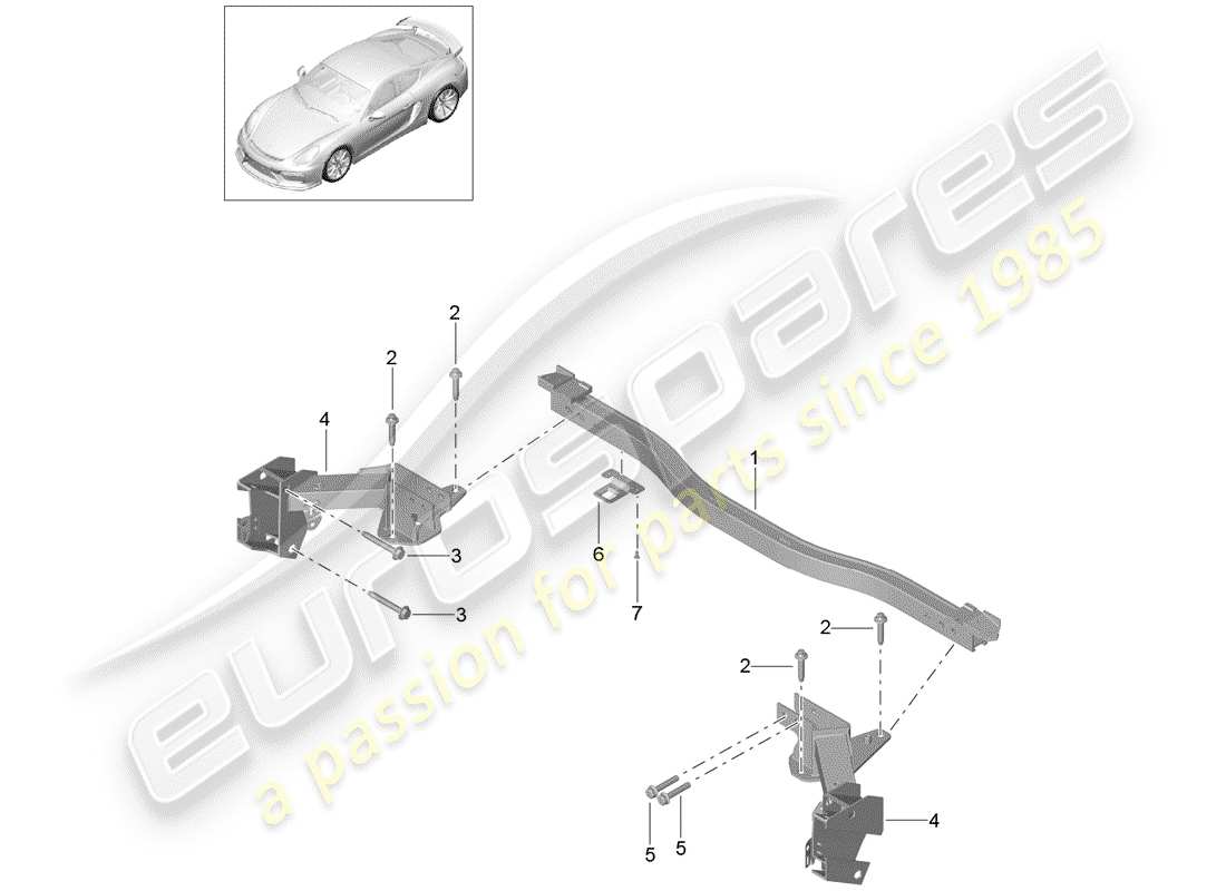 porsche cayman gt4 (2016) cross member part diagram