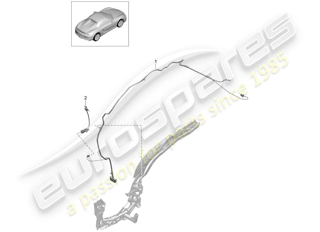 porsche boxster spyder (2016) convertible top part diagram