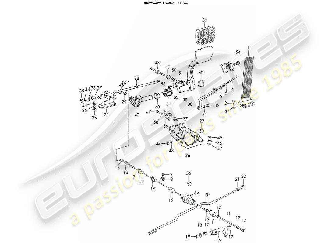 porsche 911 (1971) pedals part diagram