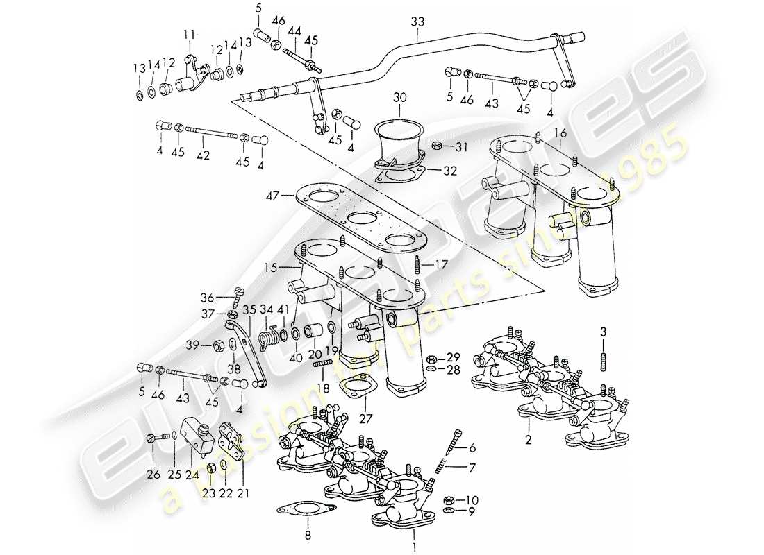 porsche 911 (1971) injection system - throttle body - d >> - mj 1971 part diagram