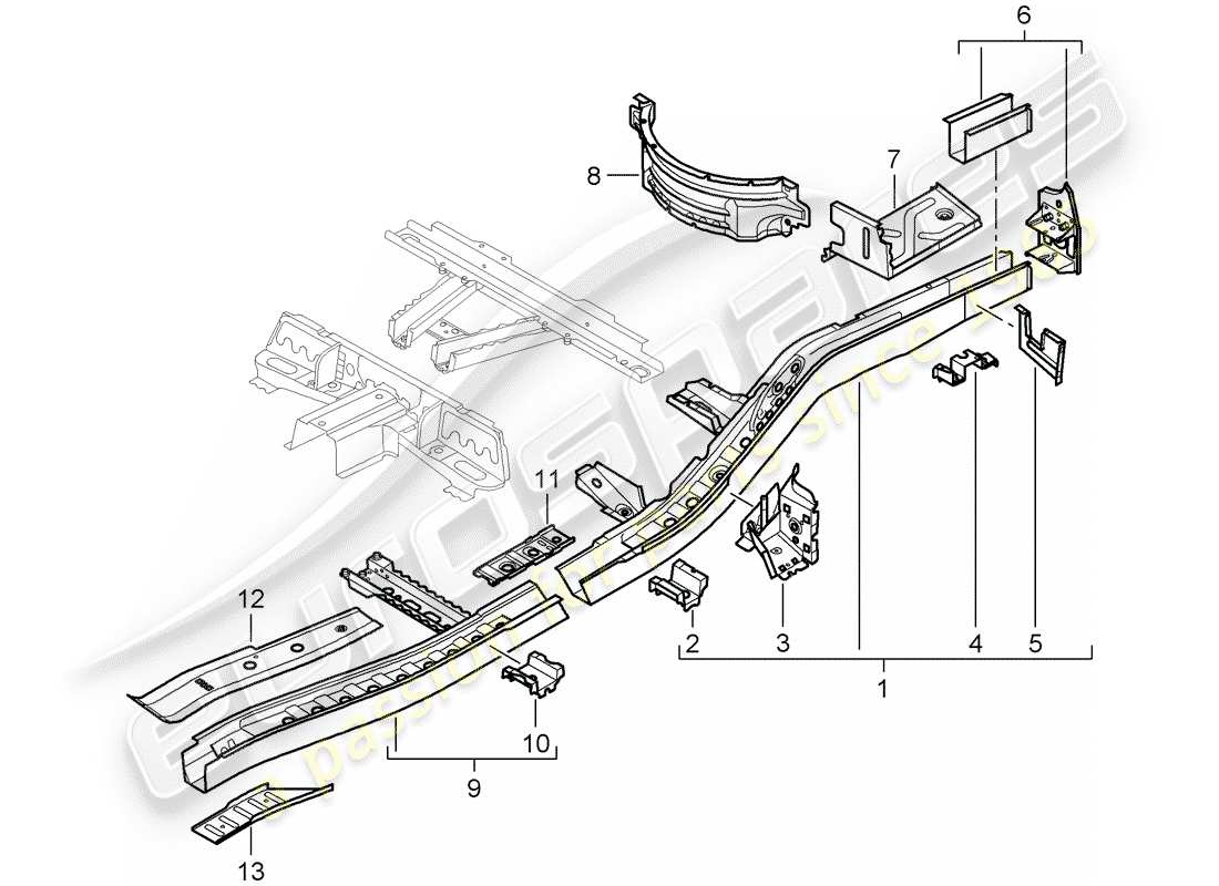 porsche cayenne (2008) frame part diagram