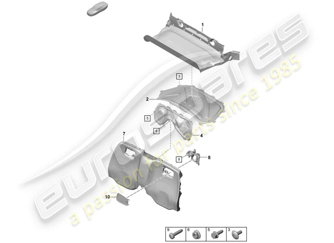 porsche boxster spyder (2020) trims part diagram