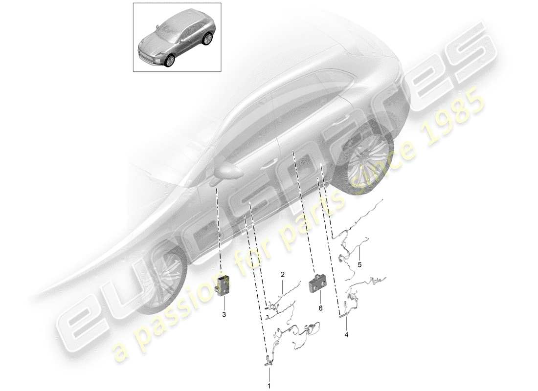 porsche macan (2019) harness part diagram