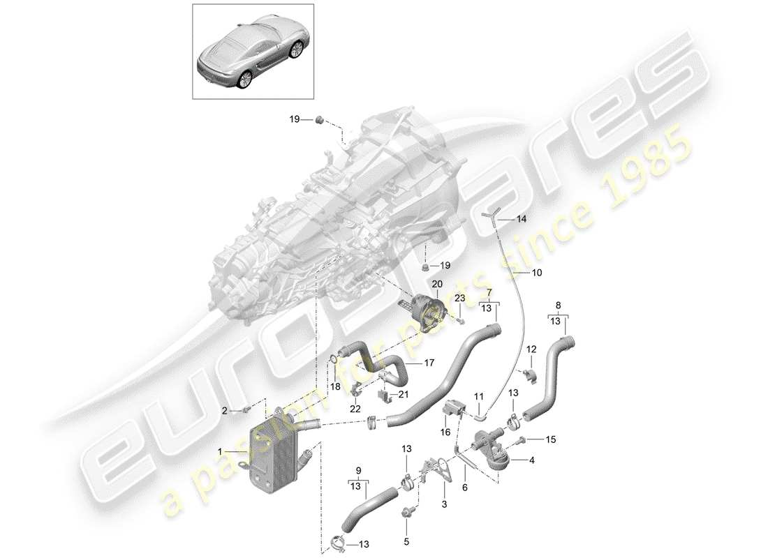 porsche cayman 981 (2016) manual gearbox part diagram