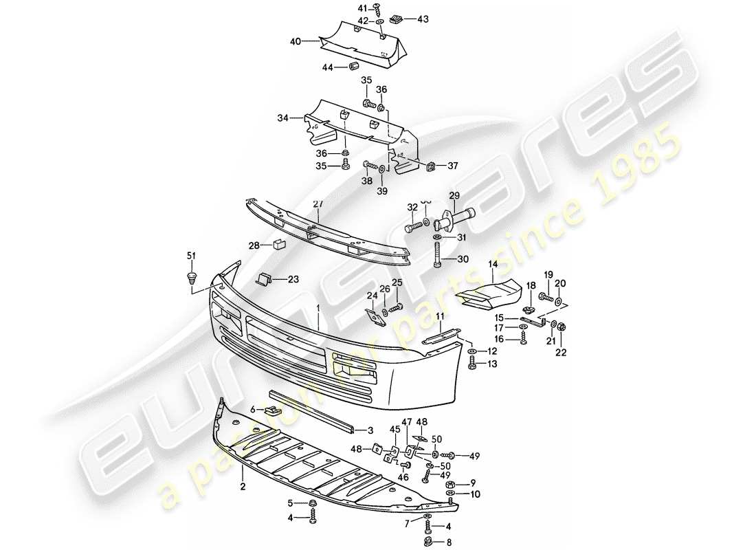 porsche 944 (1988) cover for bumper - and - bumper part diagram