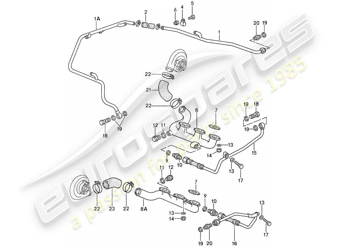 porsche 959 (1987) water cooling 4 part diagram