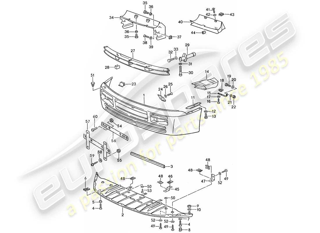 porsche 944 (1990) cover for bumper - bumper part diagram