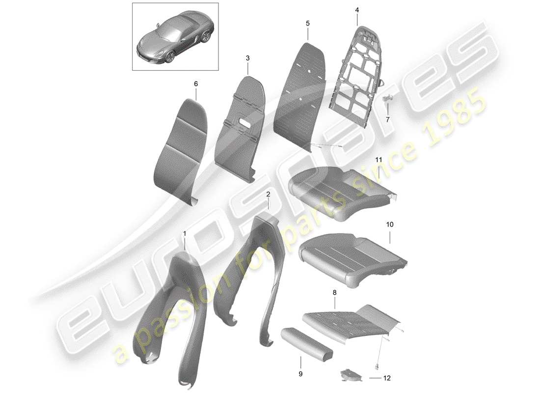 porsche boxster 981 (2013) foam part part diagram