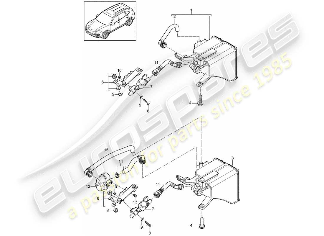 porsche cayenne e2 (2015) evaporative emission canister part diagram