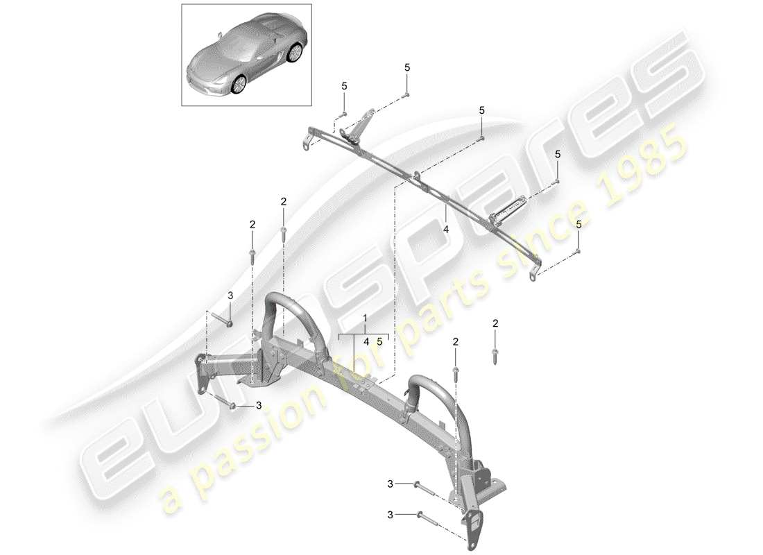 porsche boxster spyder (2016) roll bar part diagram