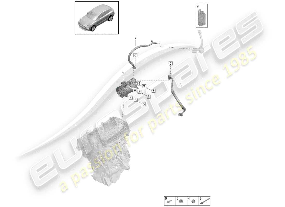 porsche macan (2020) air conditioner compressor part diagram