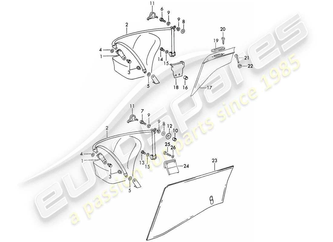 porsche 911 (1971) seat belt - with: - automatic - and - warning function - (usa) (cdn) part diagram