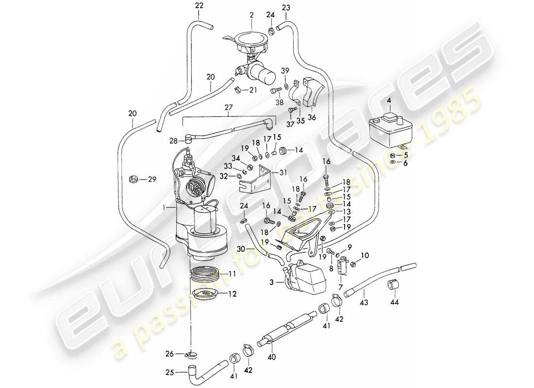 porsche 911 (1970) heating and ventilation unit - with: - accessories part diagram