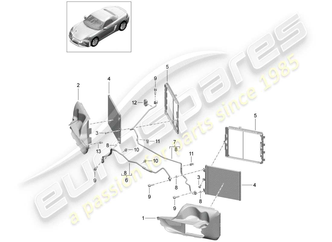 porsche 718 boxster (2018) refrigerant circuit part diagram