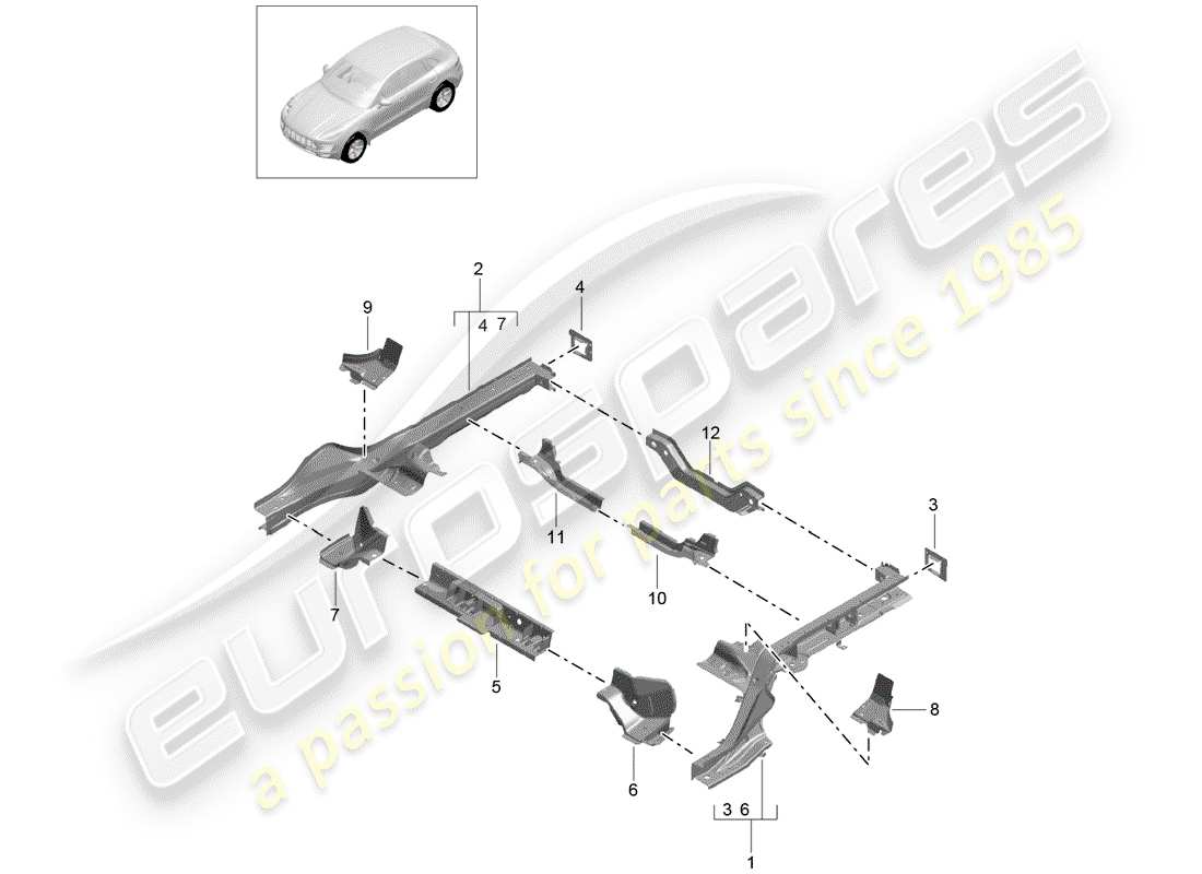 porsche macan (2018) frame part diagram