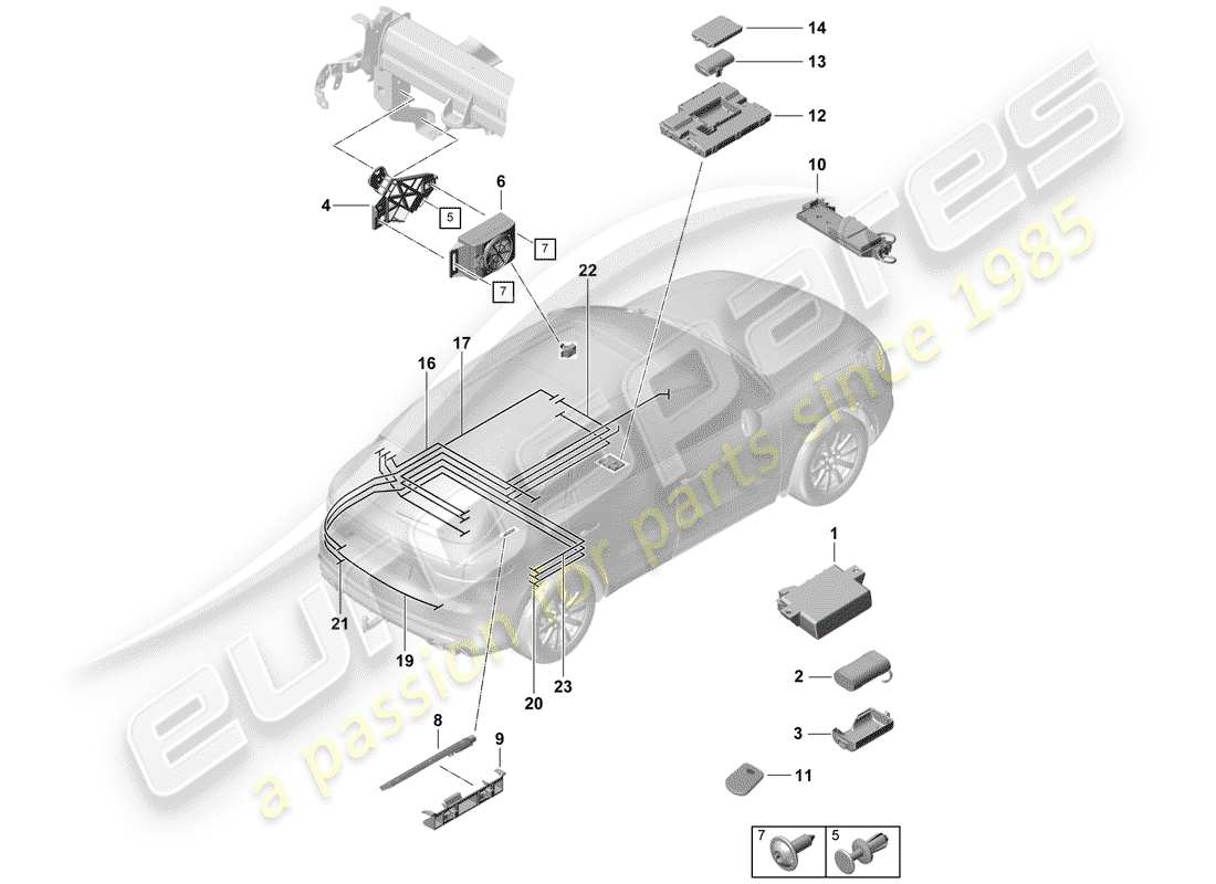 porsche cayenne e3 (2019) for vehicles with telephone part diagram