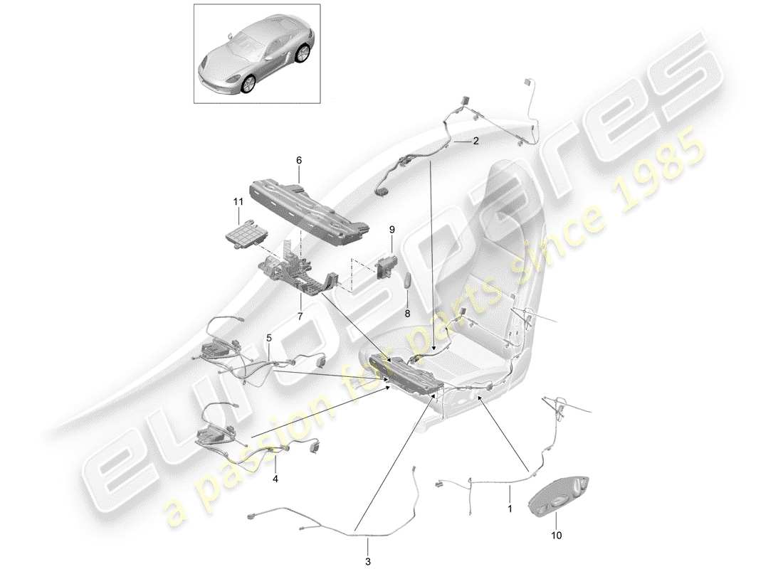 porsche 718 cayman (2020) wiring harnesses part diagram