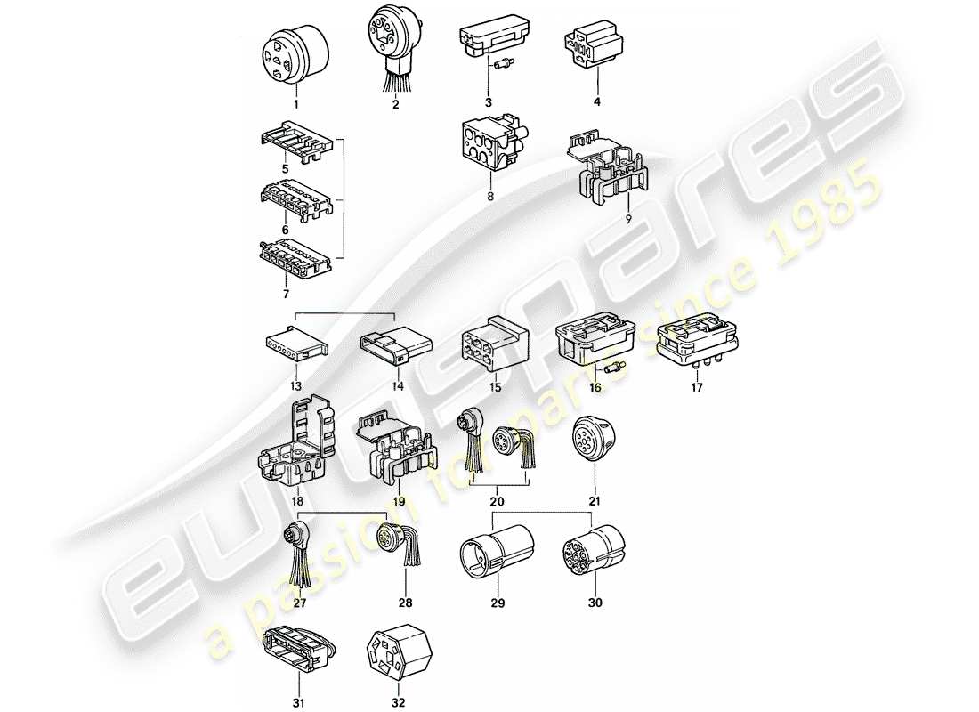 porsche 924s (1986) connector housing part diagram