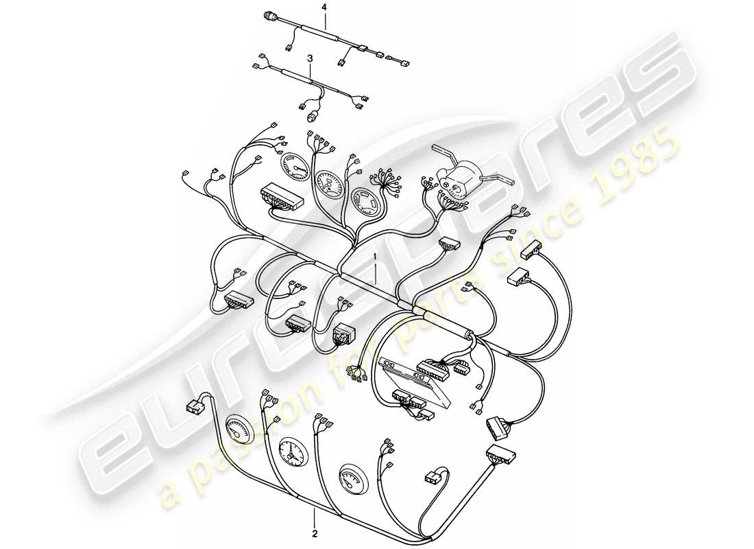 porsche 924s (1986) wiring harnesses - dashboard - center console - lifting roof part diagram