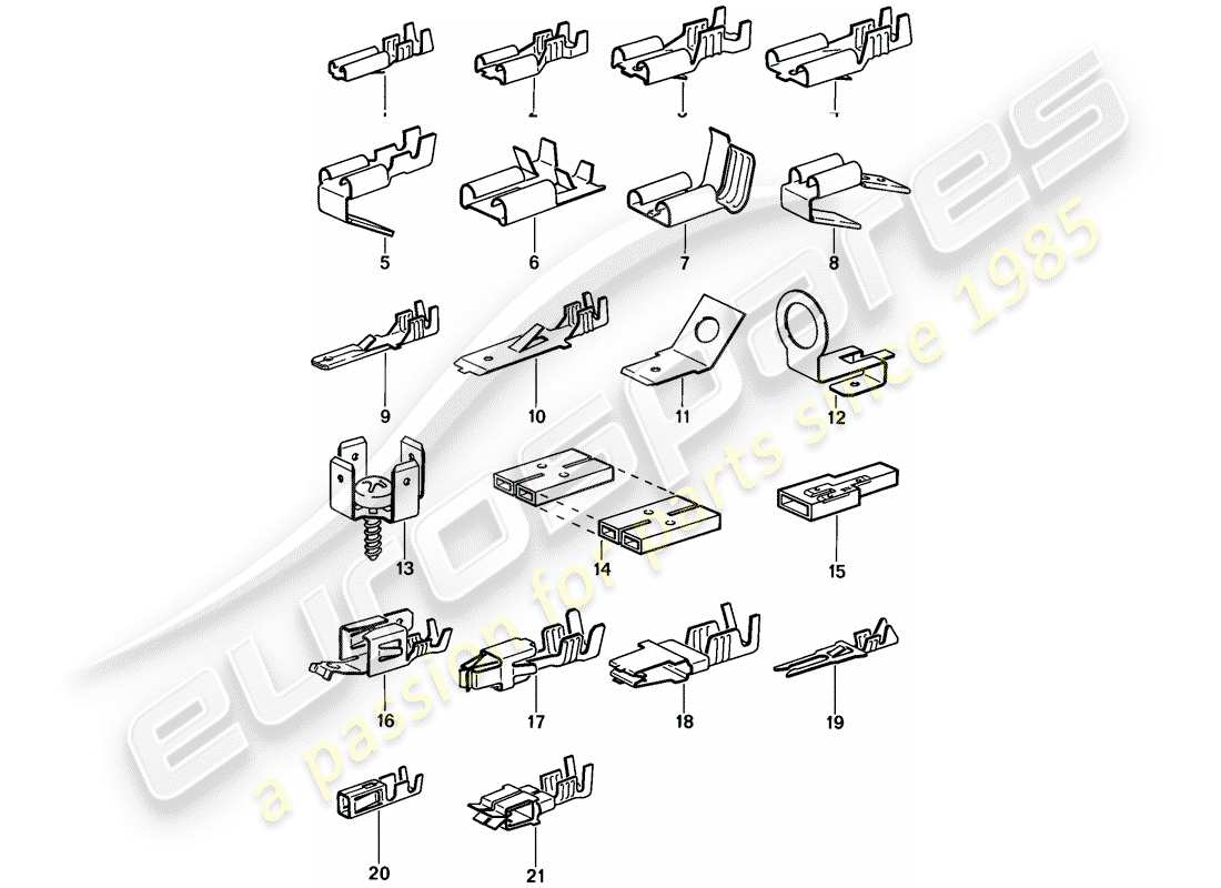 porsche 924s (1986) male blade terminal - push-on connector part diagram