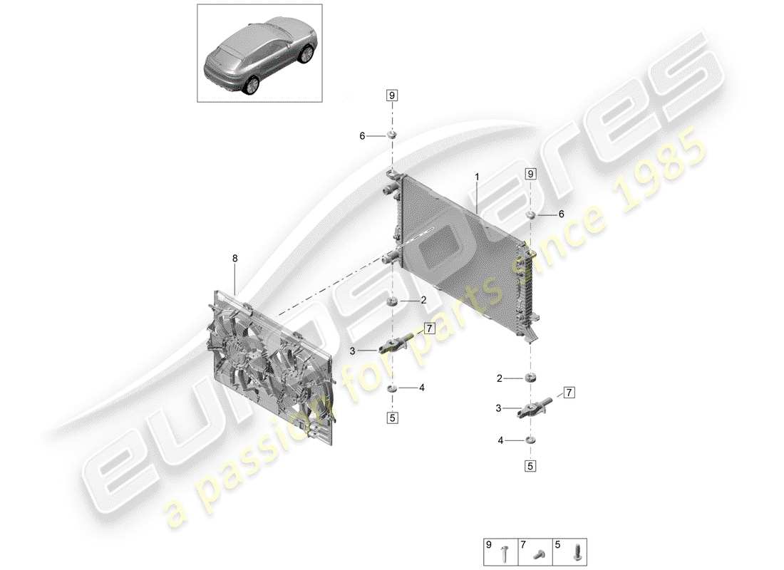 porsche macan (2019) water cooling part diagram