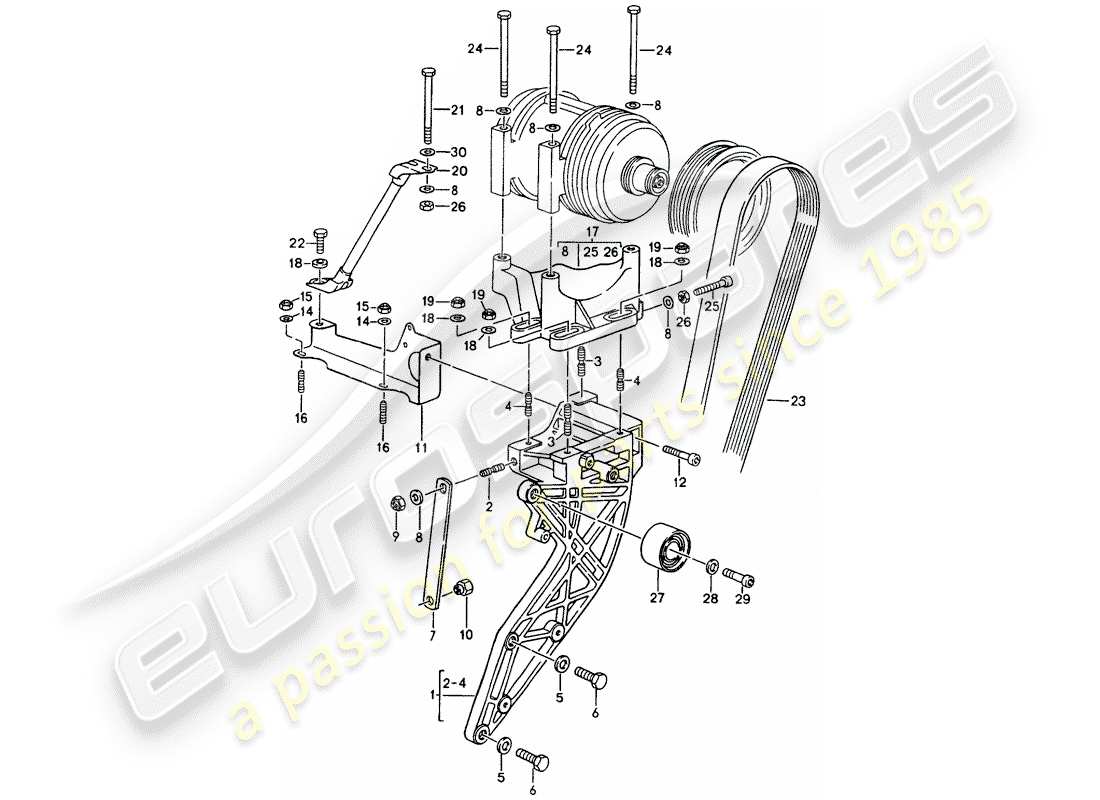 porsche 964 (1989) compressor - mounting - driving mechanism part diagram