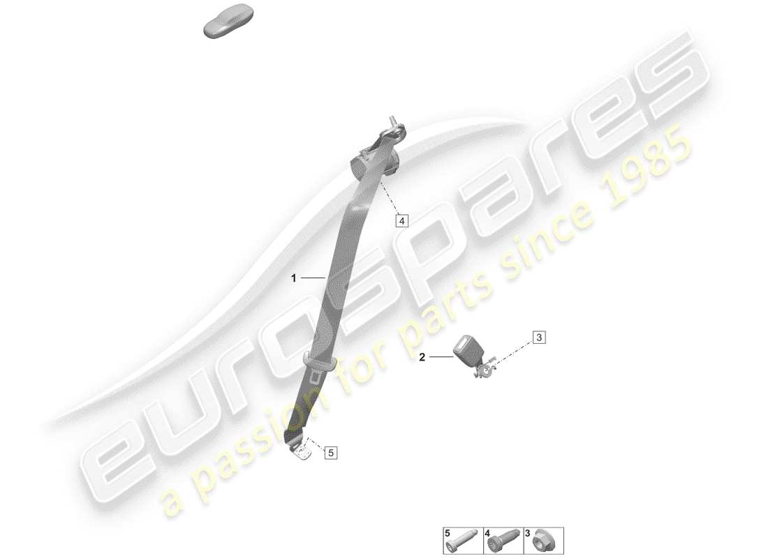 porsche 2020 three-point seat belt part diagram