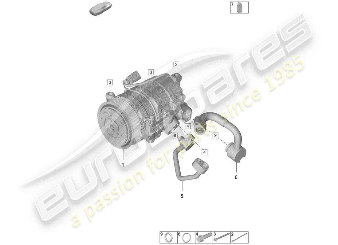 porsche 2020 air conditioner compressor part diagram