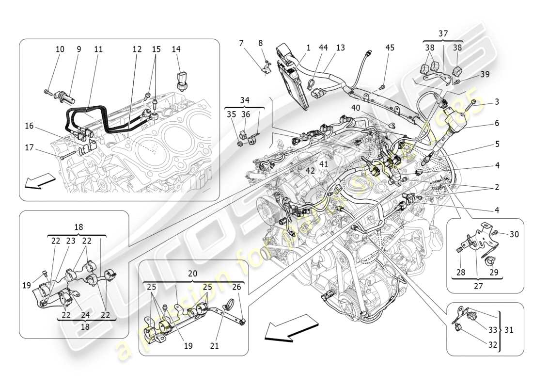 maserati qtp 3.0 bt v6 410hp (2014) electronic control: injection and engine timing control part diagram