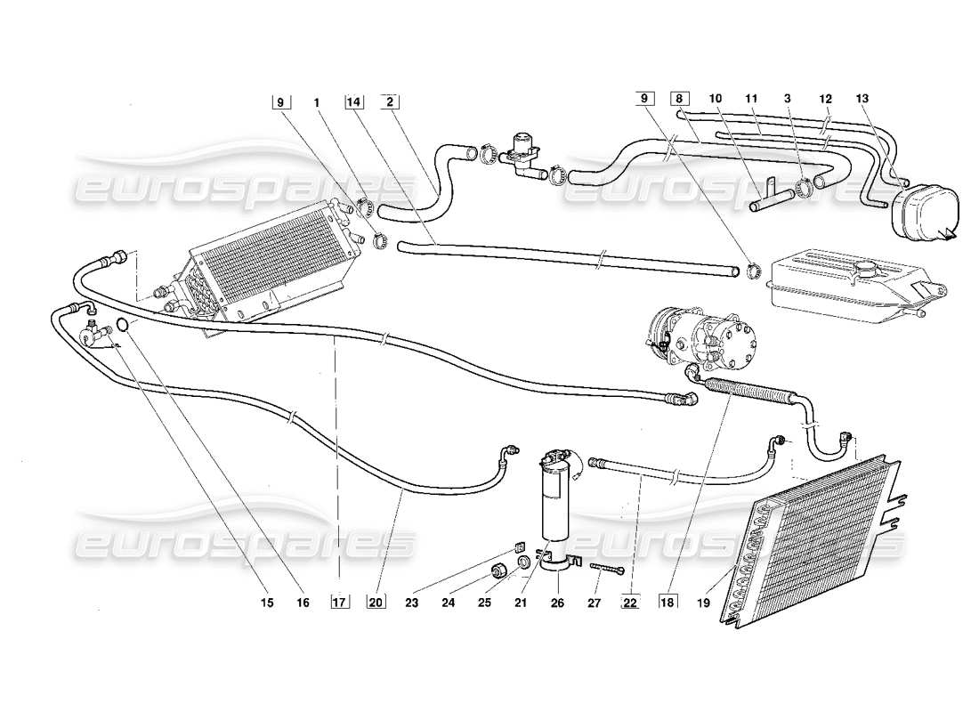 lamborghini diablo (1991) climate control (valid for june 1992 version) part diagram