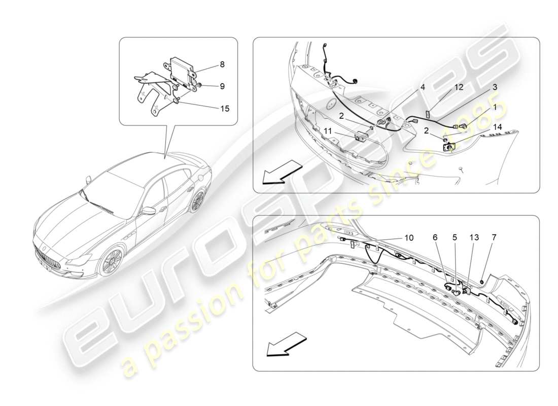 maserati qtp 3.0 bt v6 410hp (2014) parking sensors part diagram