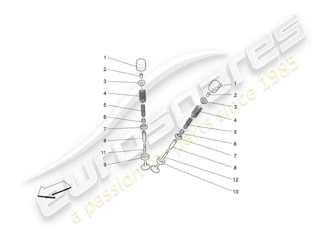 maserati granturismo s (2018) valves parts diagram