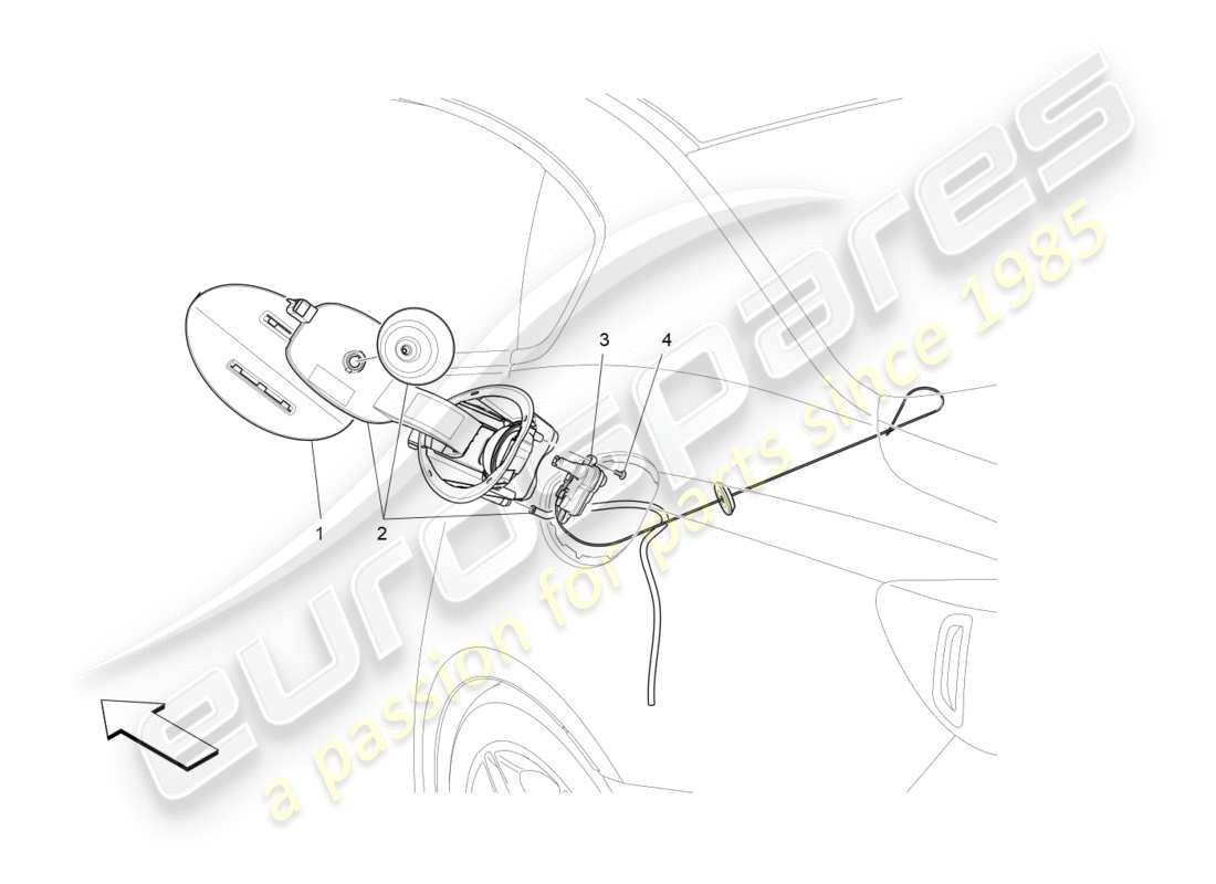 maserati qtp 3.0 bt v6 410hp (2014) fuel tank door and controls part diagram