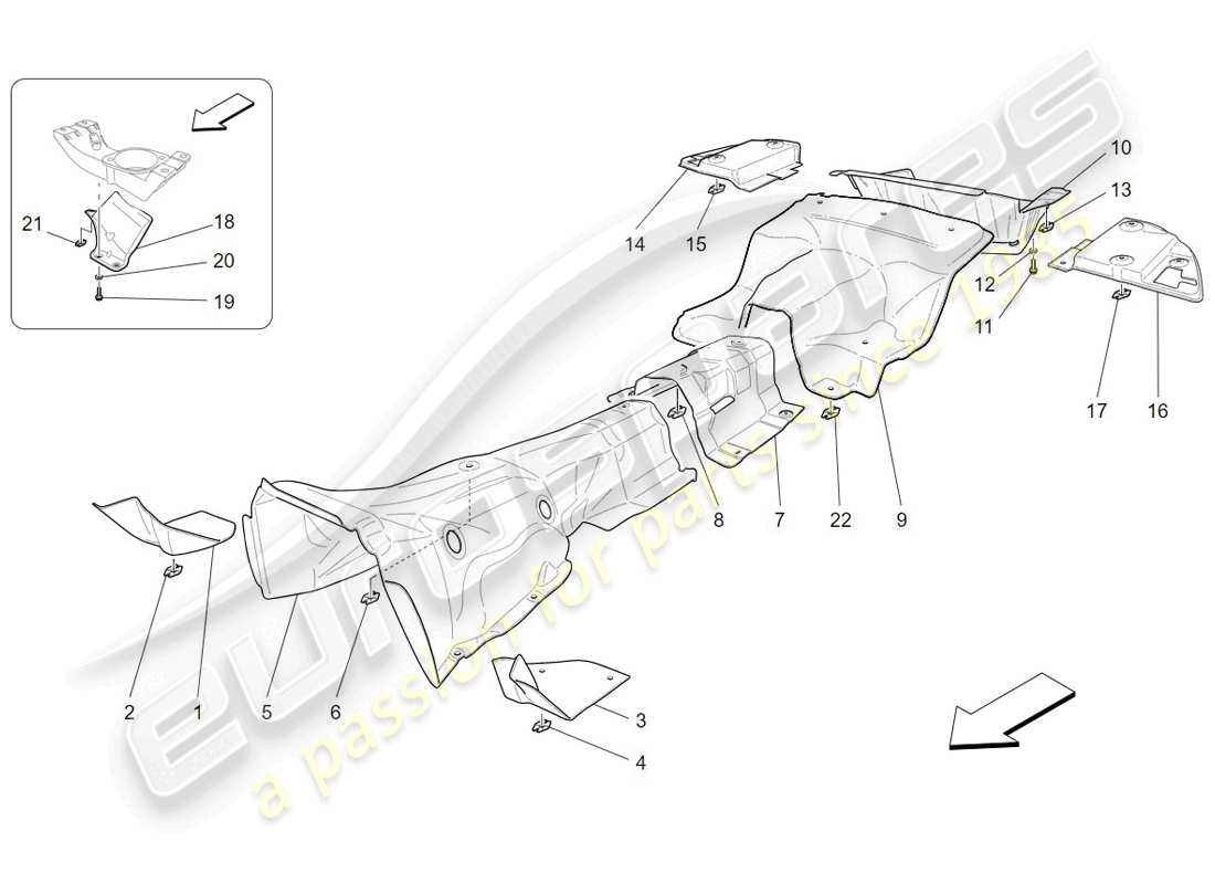 maserati granturismo (2009) thermal insulating panels part diagram