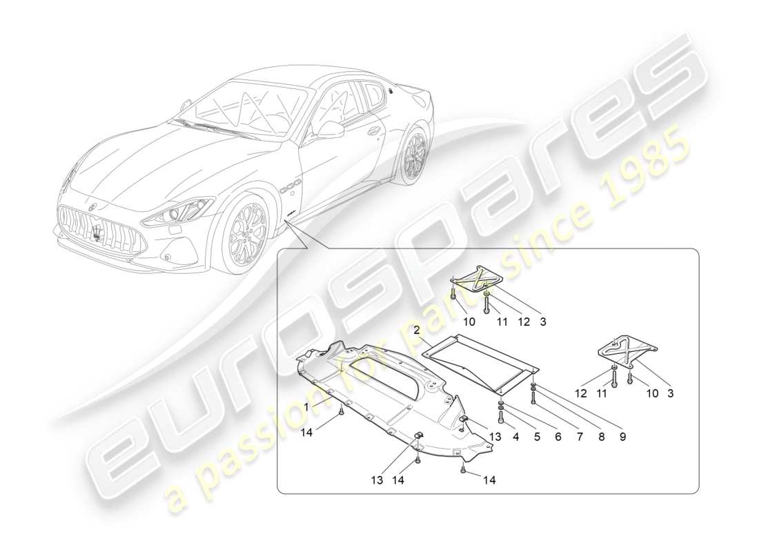 maserati granturismo s (2018) underbody and underfloor guards part diagram