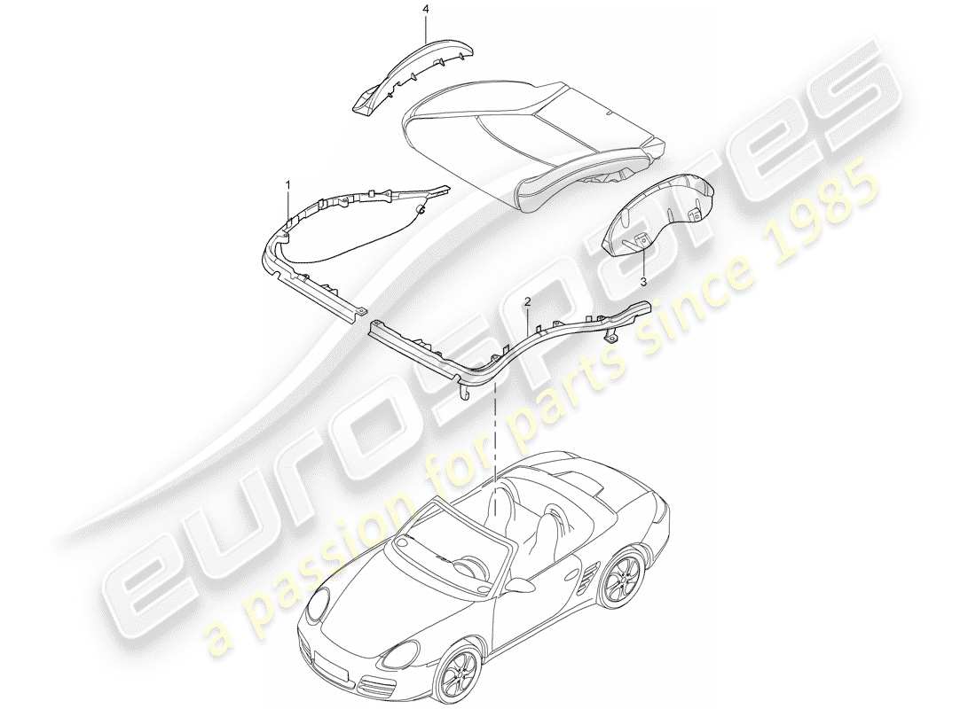 porsche boxster 987 (2006) cushion carrier part diagram