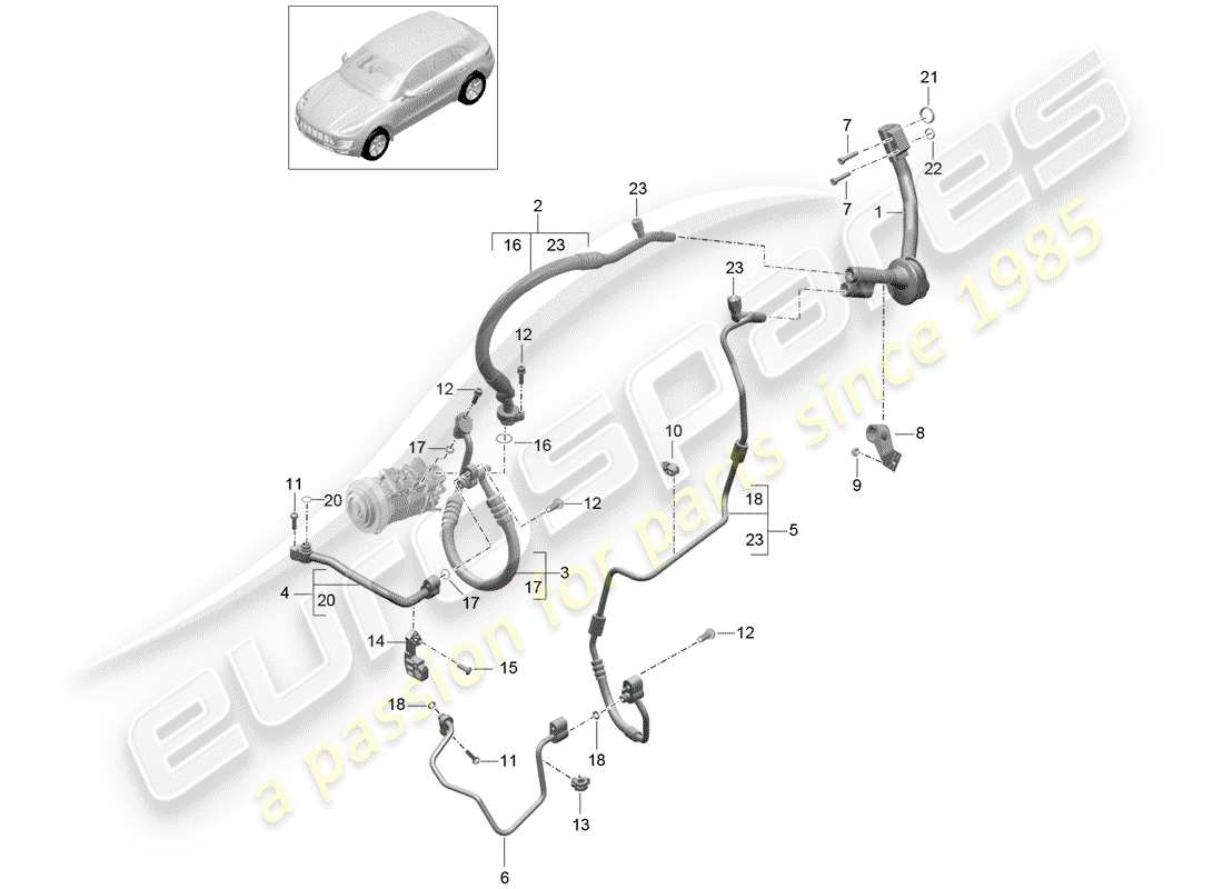 porsche macan (2014) refrigerant circuit part diagram