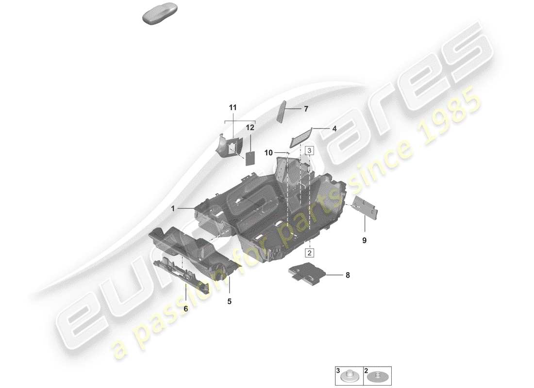 porsche 2020 flooring (carpet) part diagram