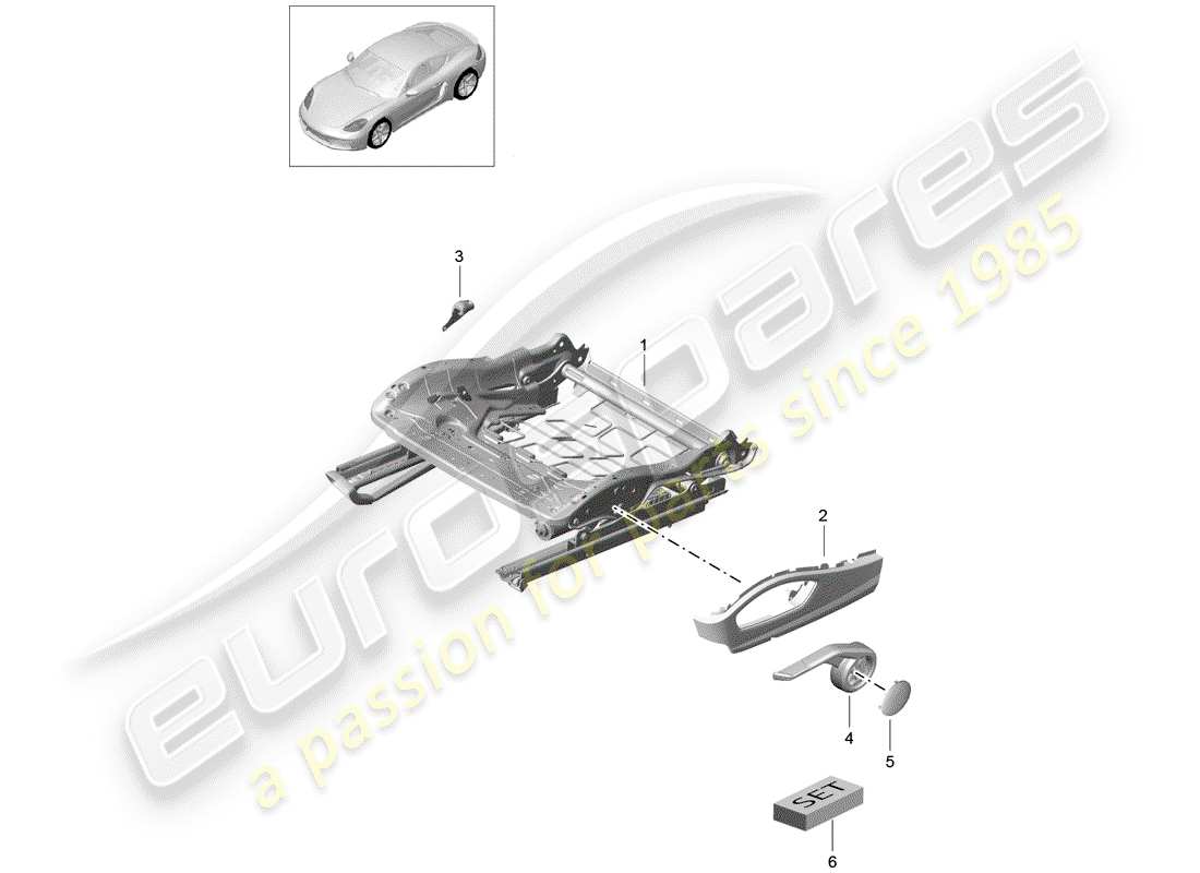 porsche 718 cayman (2017) seat frame part diagram